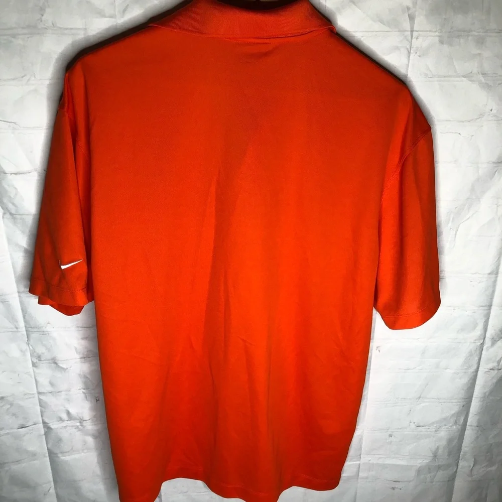 Nike Golf Mens Size Large Orange Dri-Fit Polo Shirt Short Sleeve Wallstreet Logo